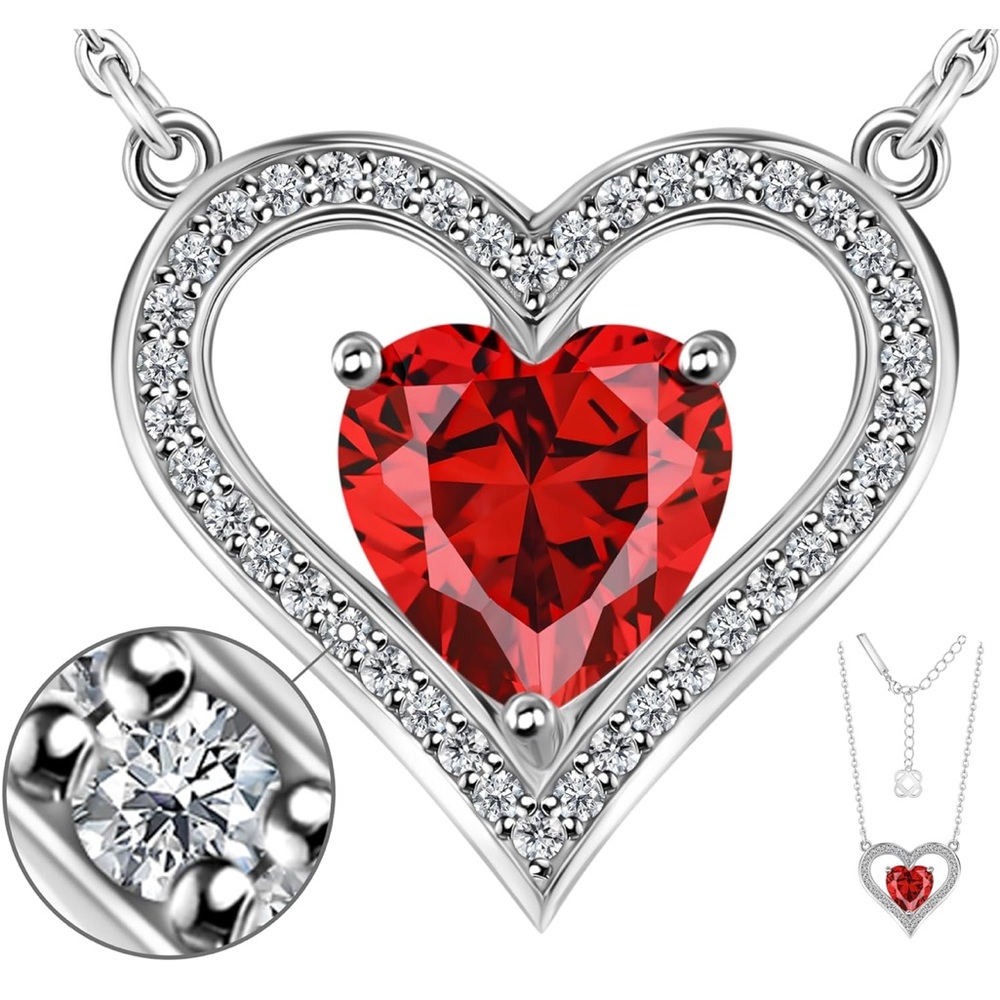 HCJ Rhodium-Plated Silver Heart Necklace